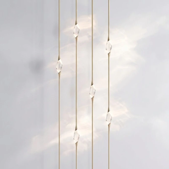 Il Pezzo 12 Floor to Ceiling, solid crystal chandelier with telescopic brass stem