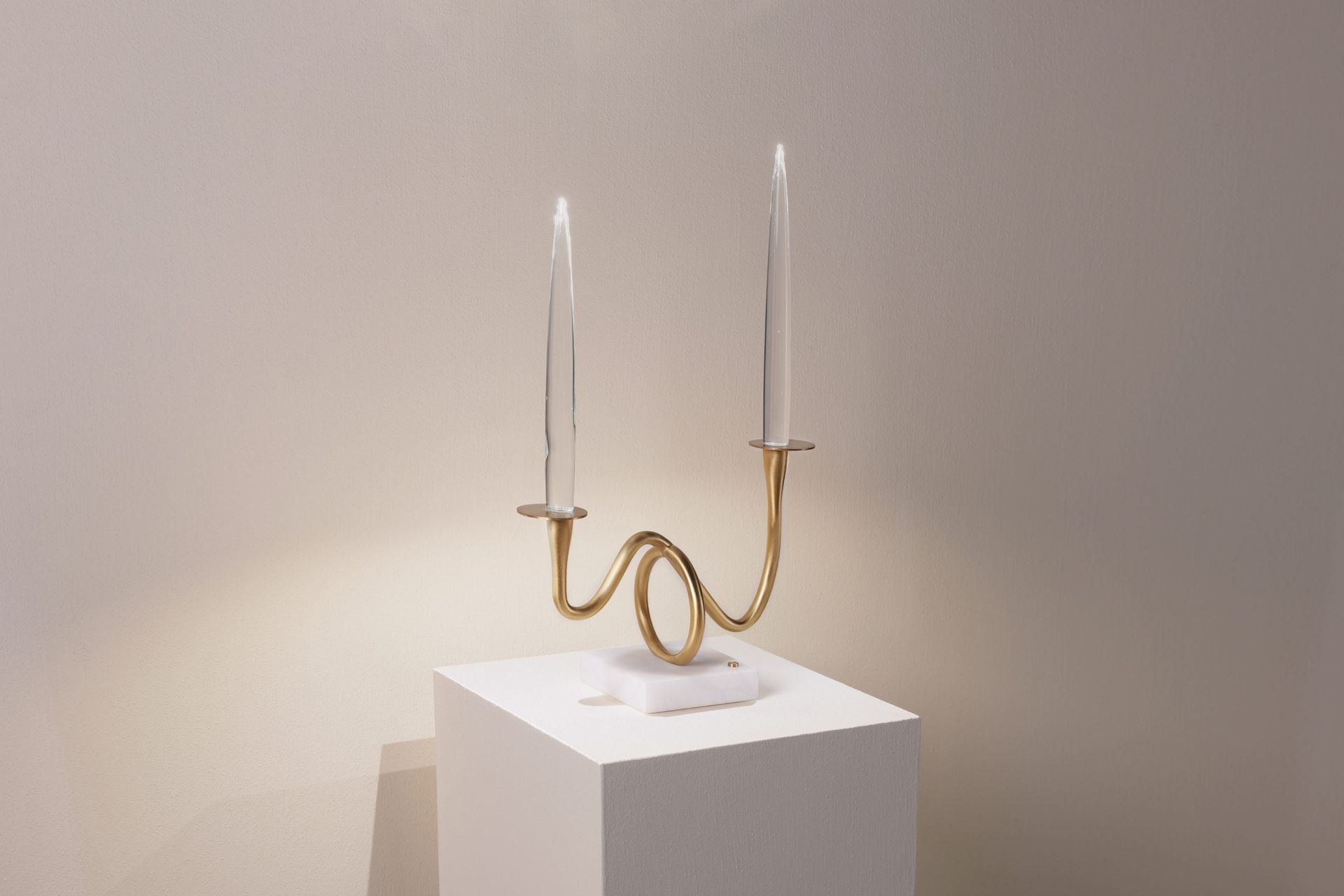 Two-light edition — still life on white, perspective view