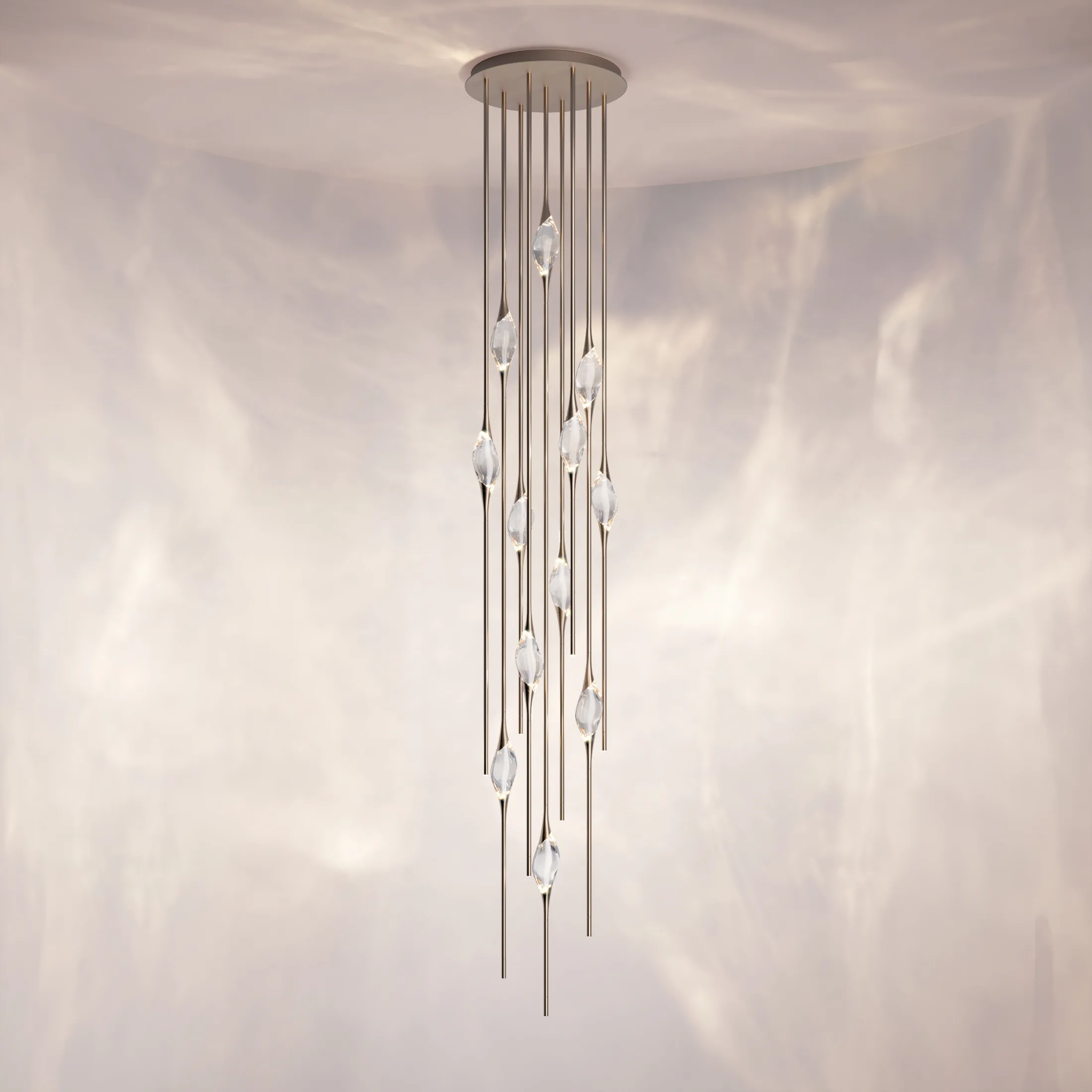 Il Pezzo 12 Cluster chandelier in nickel finish