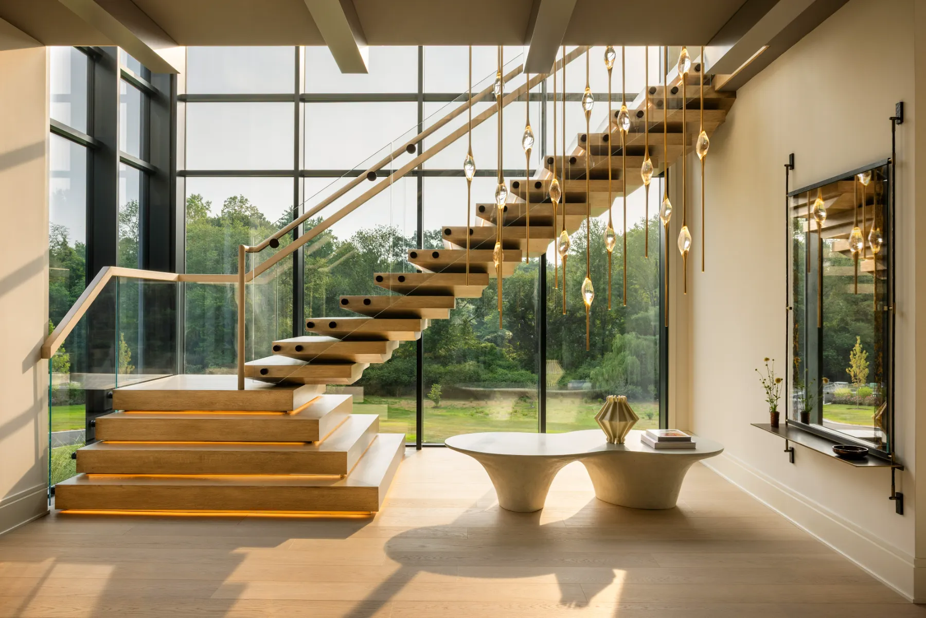 Cluster chandelier in a private residence in Fairfield County, Connecticut, design Karen Asprea Studio