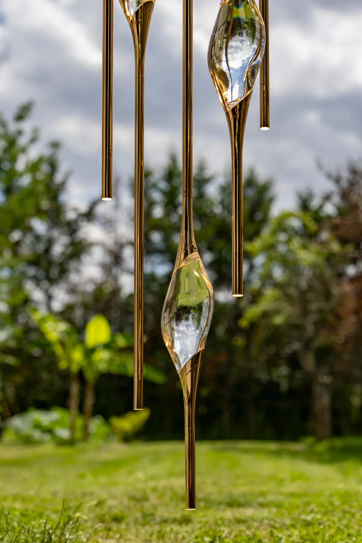 Lit tips of the Cluster chandelier stems, direct light downwards