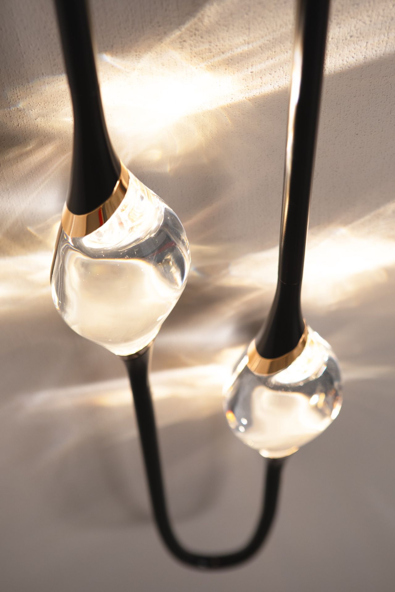 Close-up of the lit solid crystals