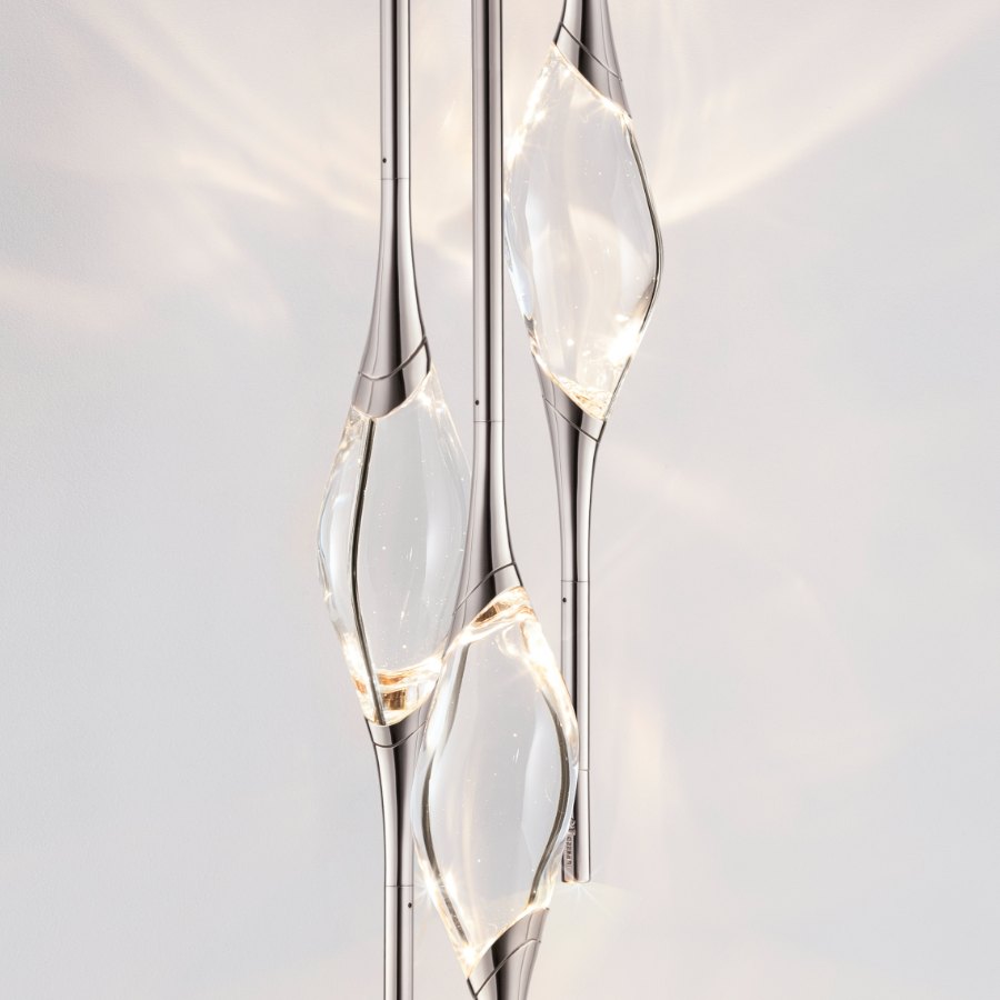 Nickel finish on Il Pezzo 12 Chandelier