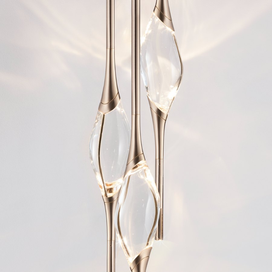 Satin Brass finish on Il Pezzo 12 Chandelier