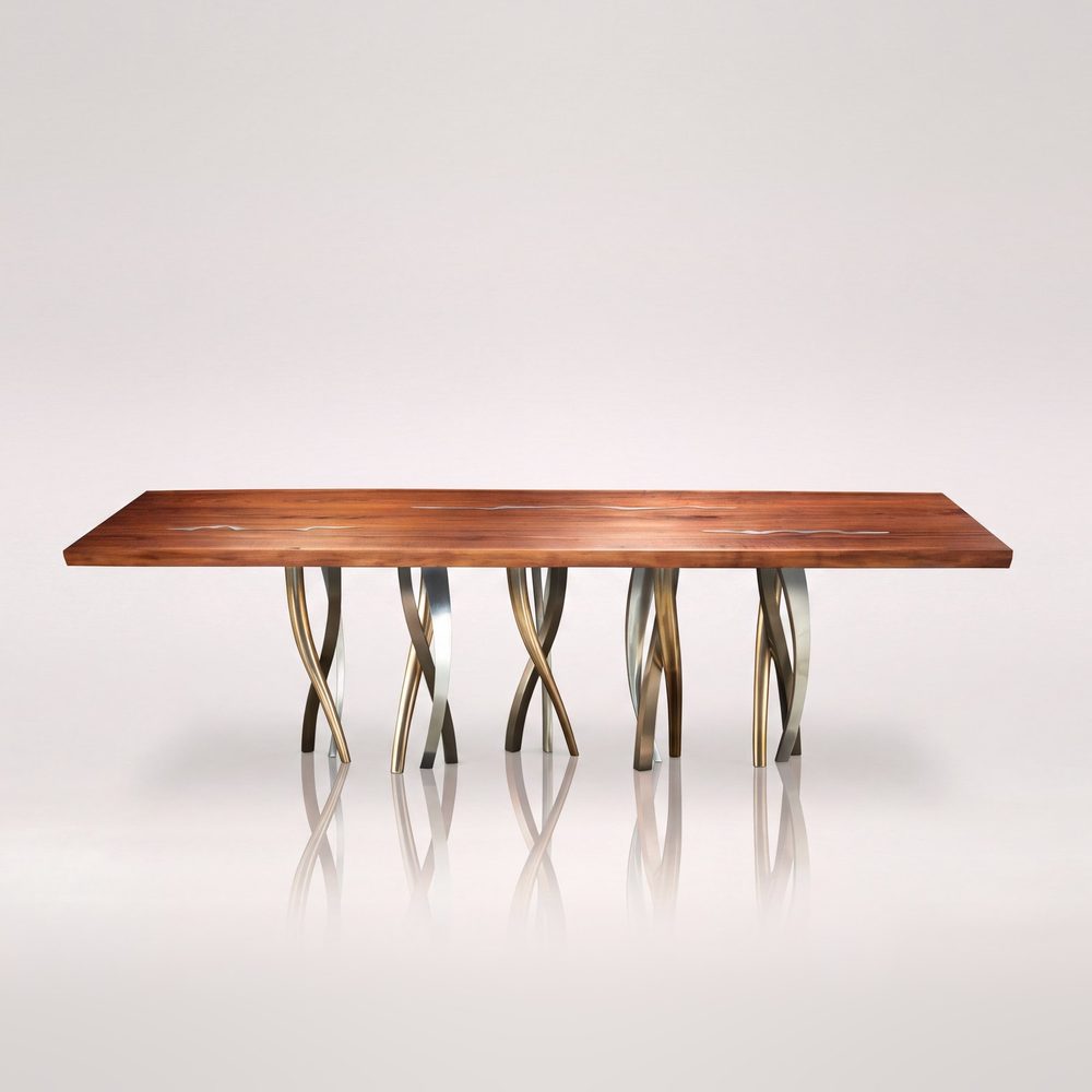 Il Pezzo 8 Table, solid walnut dining table