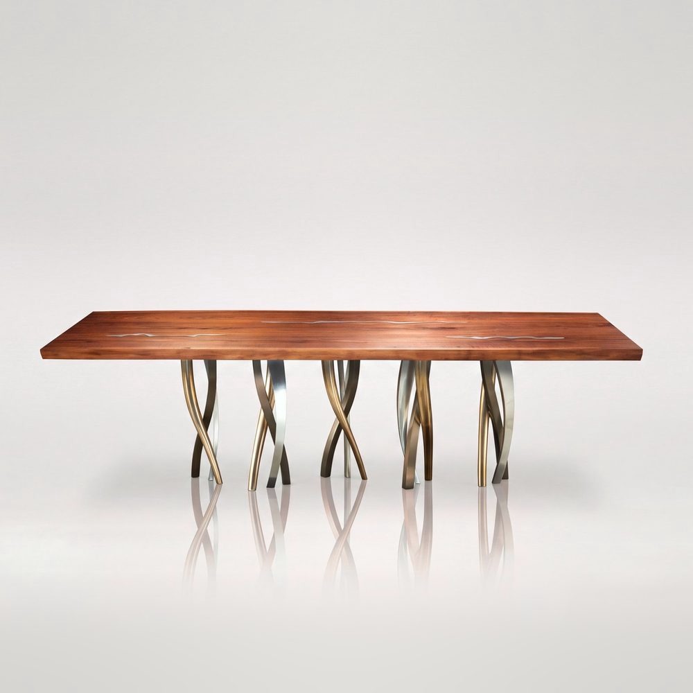 Il Pezzo 8 Table, solid walnut dining table